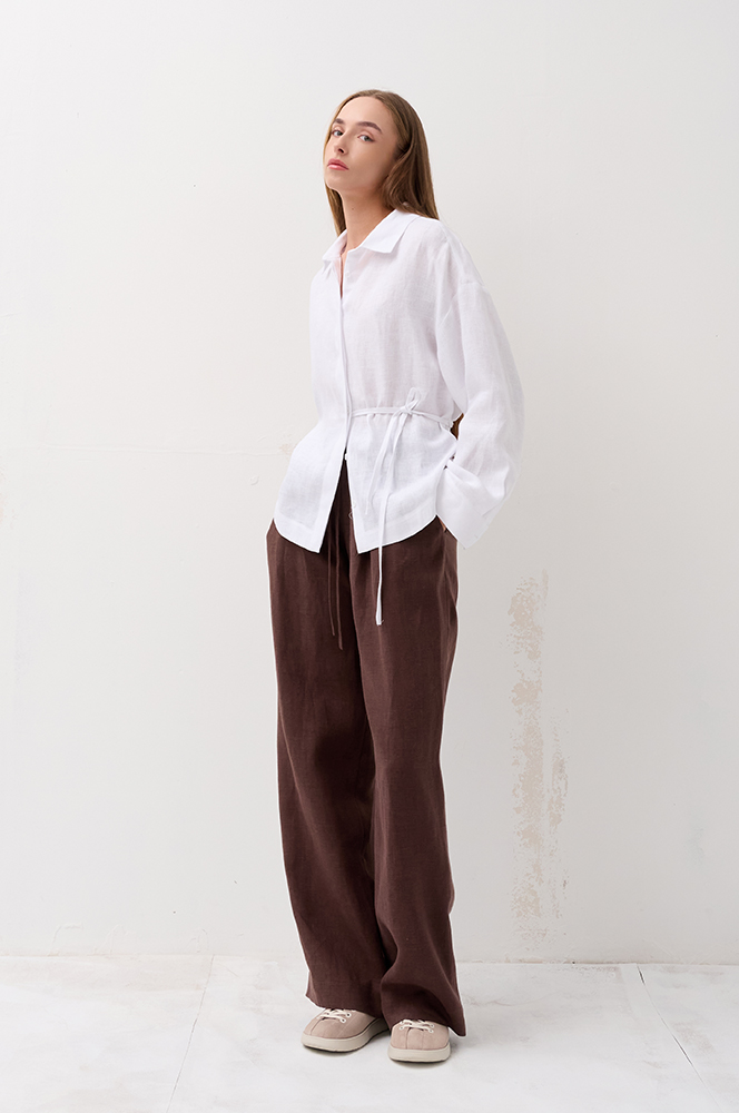 Штани льон шоколад (БР 68/6)